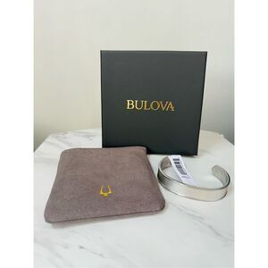 Bulova Precisionist Open Cuff Bracelet,‎ Knurled Texture Design, Silver, NWT